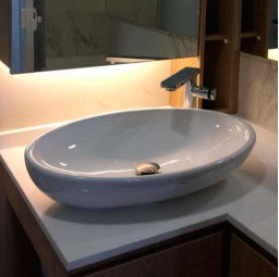 White Bathroom Sink Renovation - Housing Design Contractor