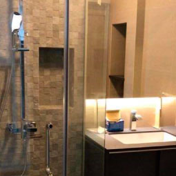 Glass Door Bathroom Renovation - Housing Design Contractor